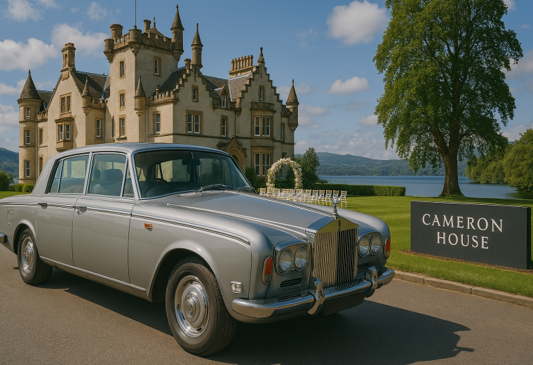 rolls royce silver shadow outside wedding at Cameron House – Loch Lomond