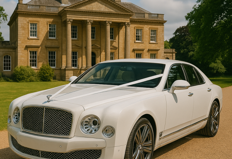 bentley mulsanne outside country estate wedding