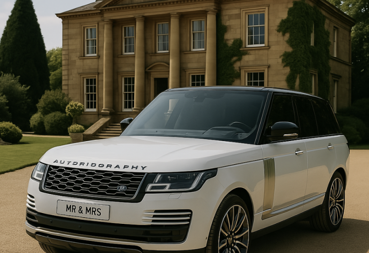 range rover autobiography white outside country house