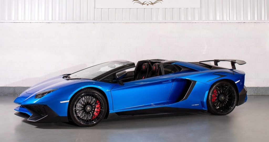 Blue Aventador SV Roadster sports car
