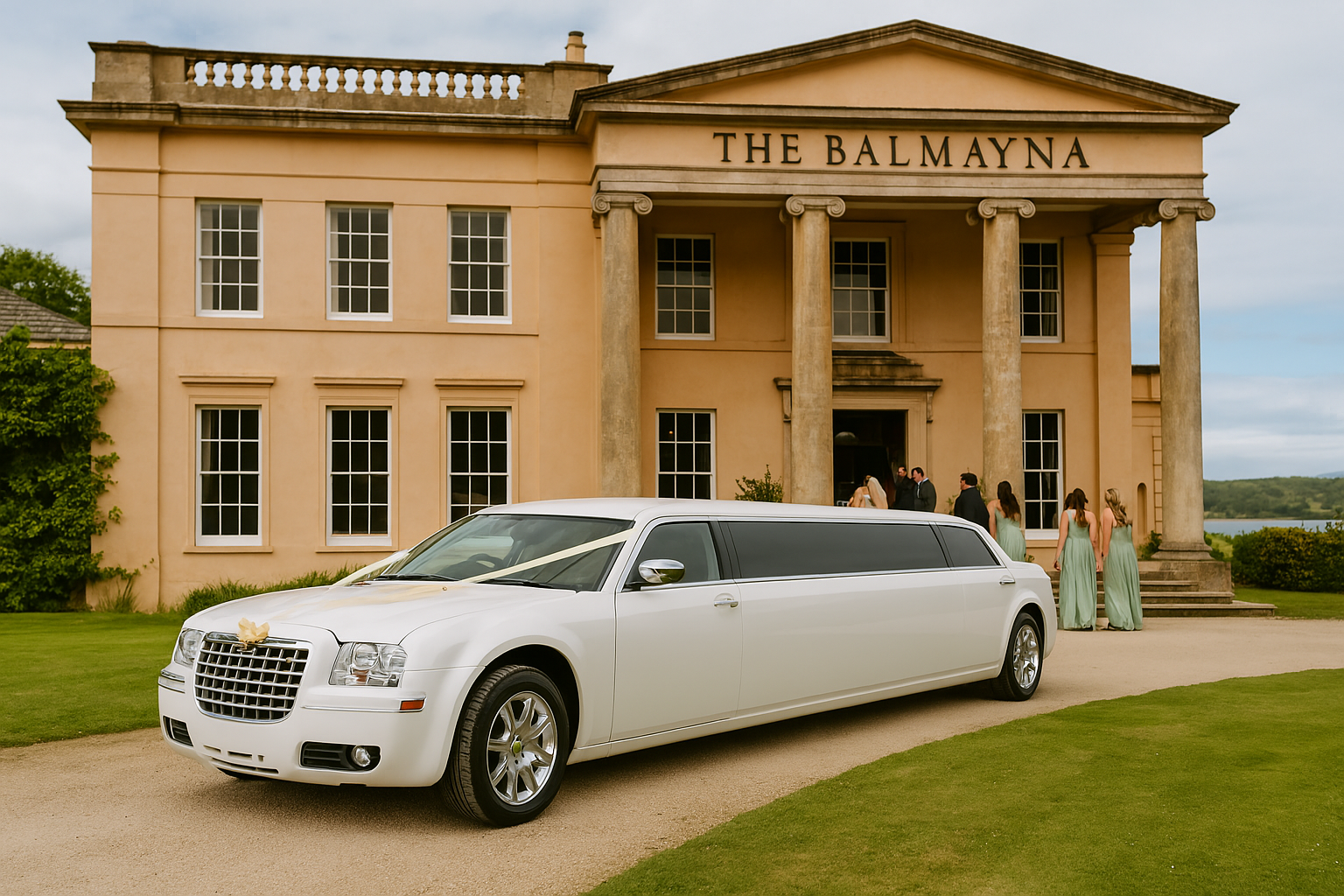 White Baby Bentley Limo at a wedding at The Balmayna
