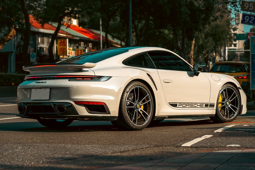 White bridal Porsche 911 Turbo S car