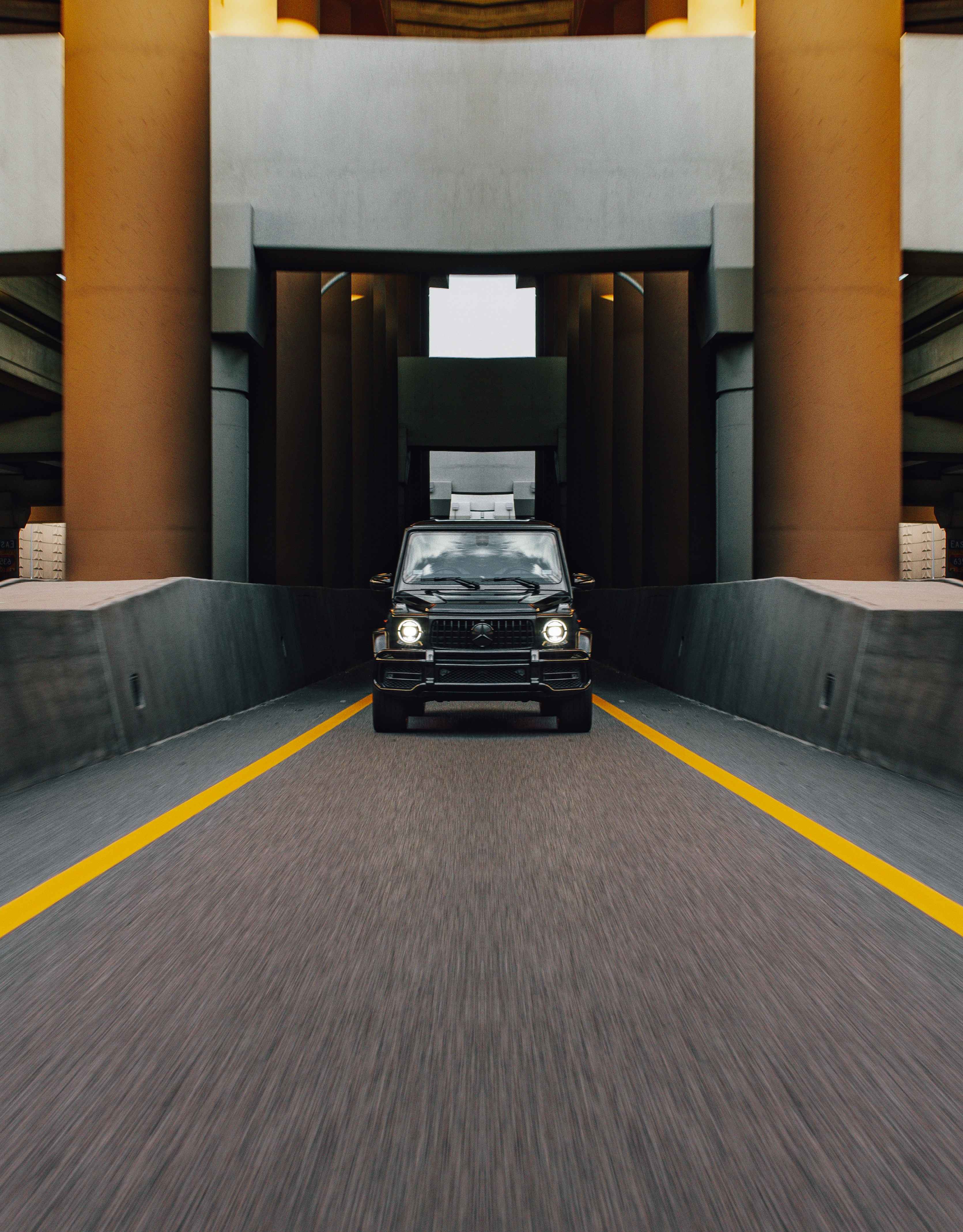 g wagon at modern wedding venue