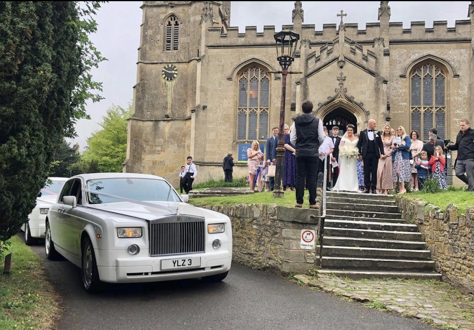 Rolls-Royce Phantom White outside church wedding